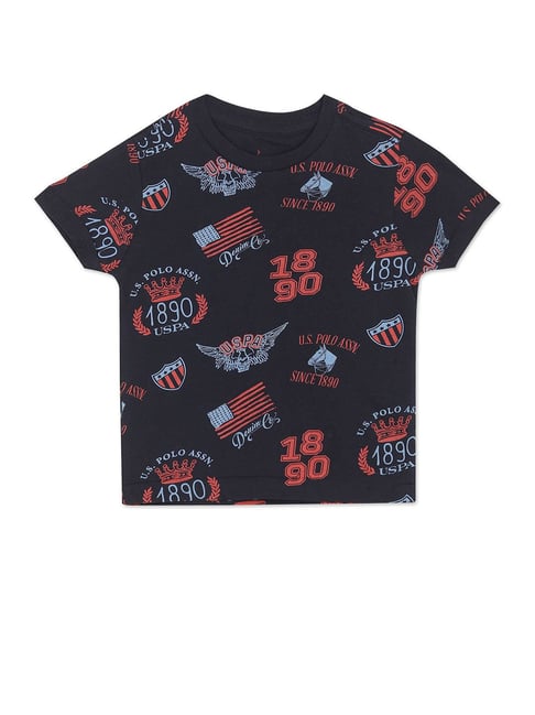 Polo Boys Navy Printed T-Shirt
