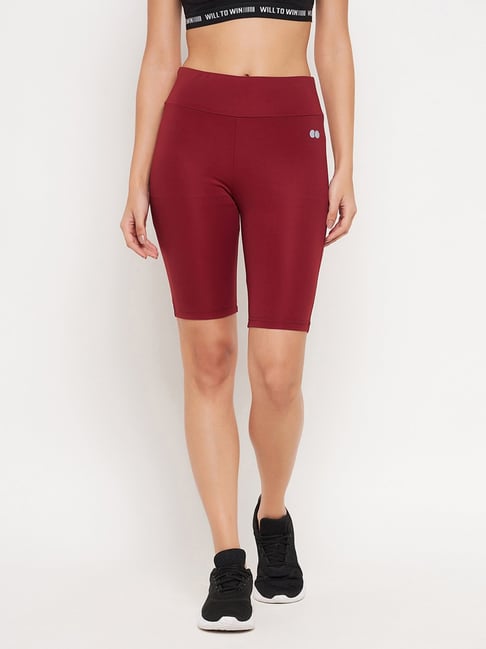 Buy Clovia Maroon High Rise Sports Shorts for Women s Online Tata CLiQ