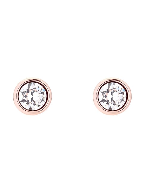 Shop Now 1 carat Bezel Setting moissanite Earrings in Rose Gold in Rose Gold   Loose Moissanite