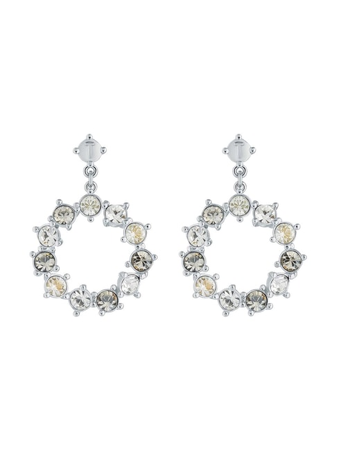 Gold Large Filigree Medallion Black Diamond/Clear Swarovski Crystal Earrings  - Mima's Of Warwick, LLC
