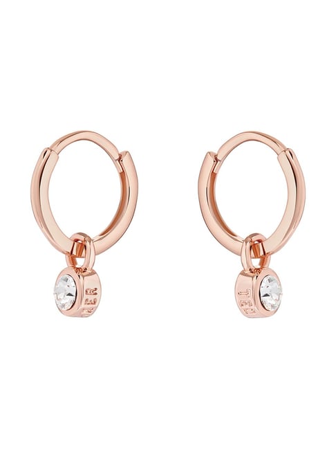 Diamond Hoop Earrings in Rose Gold | KLENOTA