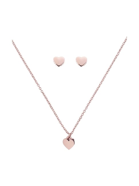 Amazon.com: LuckyLy Heart Necklace and Earring Set with Cubic Zirconia 14k  Gold Plated: Clothing, Shoes & Jewelry