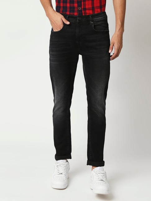 Pepe Jeans Black Skinny Fit Lightly Washed Jeans