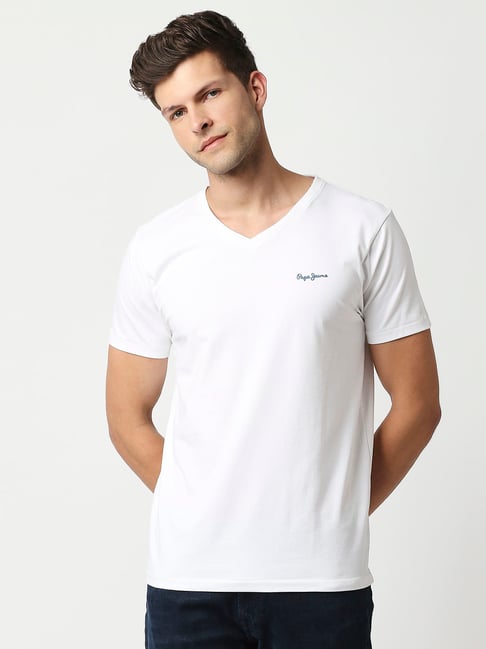 Pepe Jeans White V Neck T-Shirt