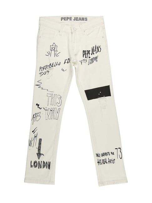 Buy Pepe Jeans Kids White Distressed Jeans for Boys Clothing