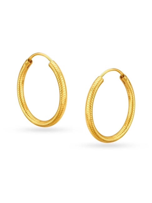 Mia by Tanishq 22 KT Yellow Gold Graceful Textured Hoop Earrings