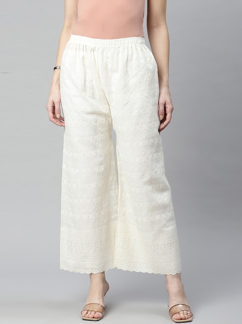 Buy Off White Trousers & Pants for Women by Saffron Threads Online |  Ajio.com