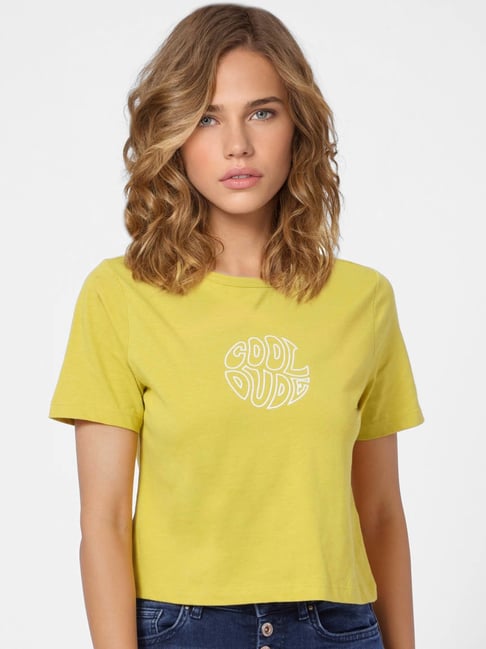 Only Yellow Printed T-Shirt