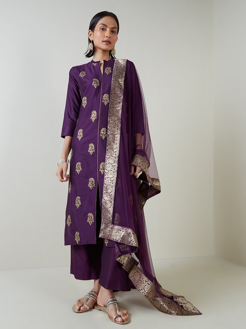 Buy Bombay Paisley Lilac Off-Shoulder Maxi Dress from Westside