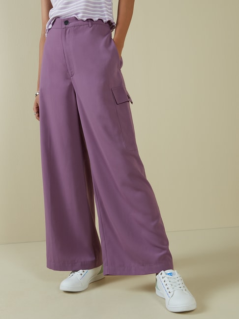 Purple One Shoulder Top  Pants Set for Women at Best Price