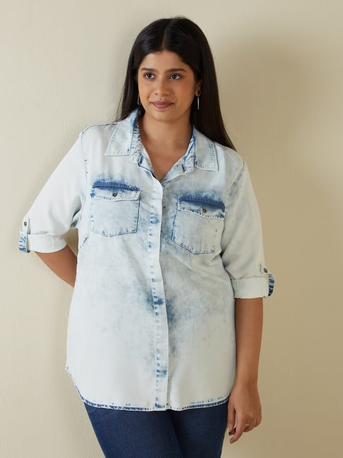 Gia Curves by Westside Light Blue Chambray Shirt Price in India
