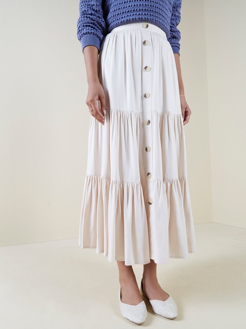 LOV by Westside Ecru Tiered Skirt Price in India