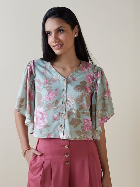 Bombay Paisley by Westside Sage Floral Design Crop Top Price in India
