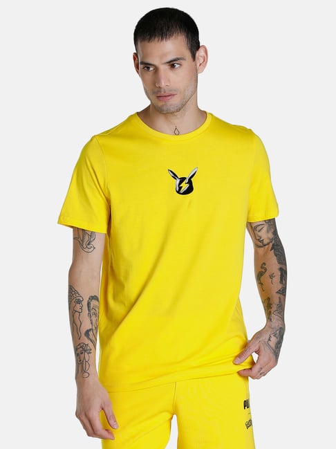 Puma Pokemon Yellow Cotton Crew T-Shirt