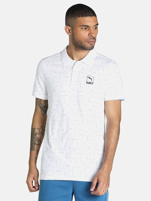 Puma one8 White Cotton Polo T-Shirt