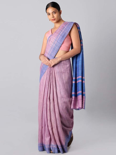 Taneira Violet Saree With Unstitched Blouse Price in India