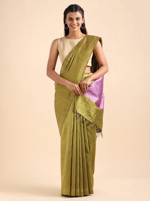 Taneira Green Saree With Unstitched Blouse Price in India