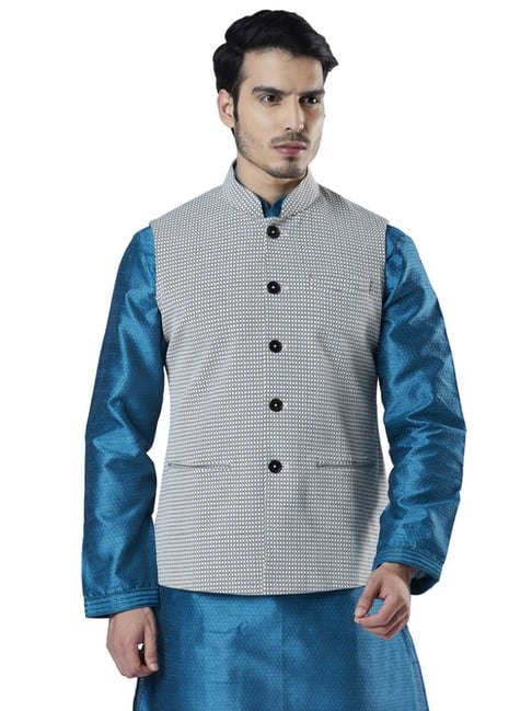 Raj Fashion Hand Embroidered Terry Raymond Asymmetric Nehru Jacket