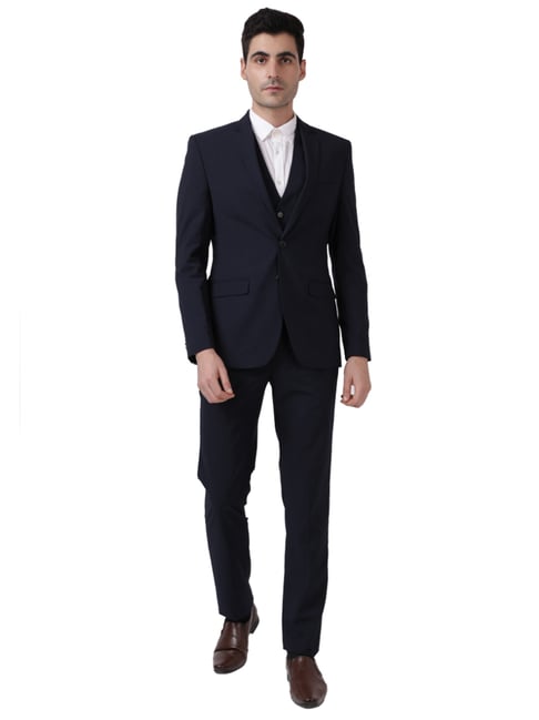 Park Avenue Black Super Slim Fit Three Piece Suit