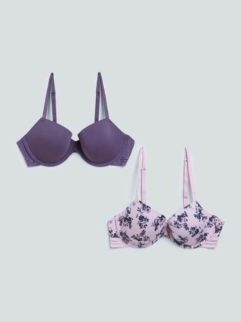 Wunderlove by Westside Purple Wired Bras Set of Two Price in India