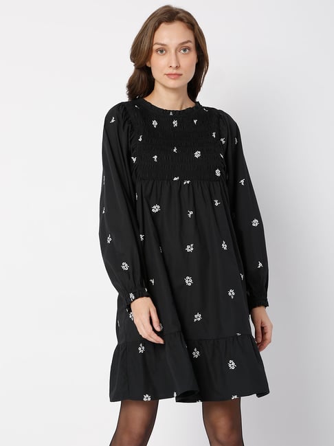 Vero Moda Black Printed Casual Dress