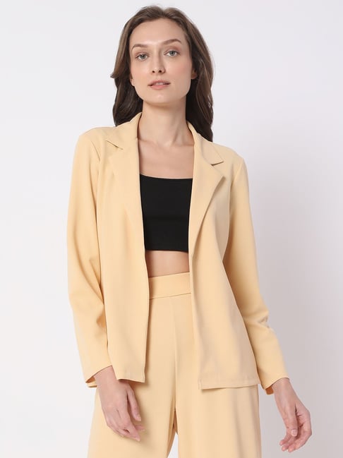 Women Beige Solid Coat