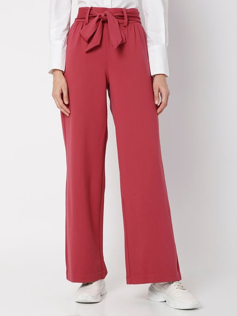 Buy GO COLORS Red Womens 2 Pocket Solid Pants | Shoppers Stop