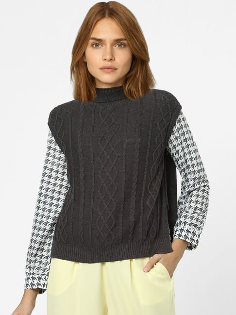 Vero Moda Grey Self Design Sweater