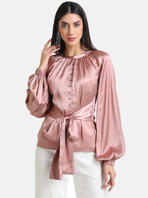 Kazo Pink Round Neck Top