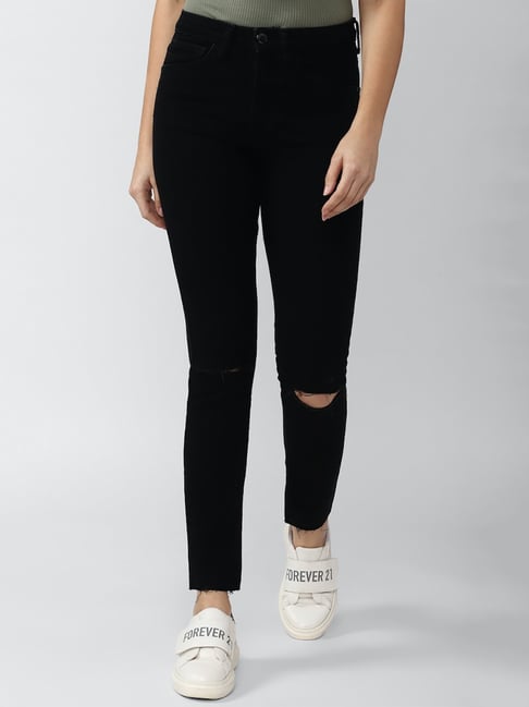 Clothing Ripped Black Jeans Forever 21 Forever 21 Black Lightly