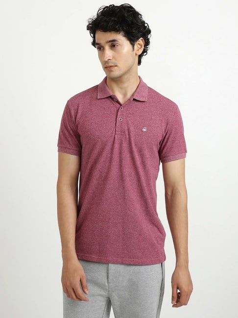 United Colors of Benetton Maroon Polo T-Shirt