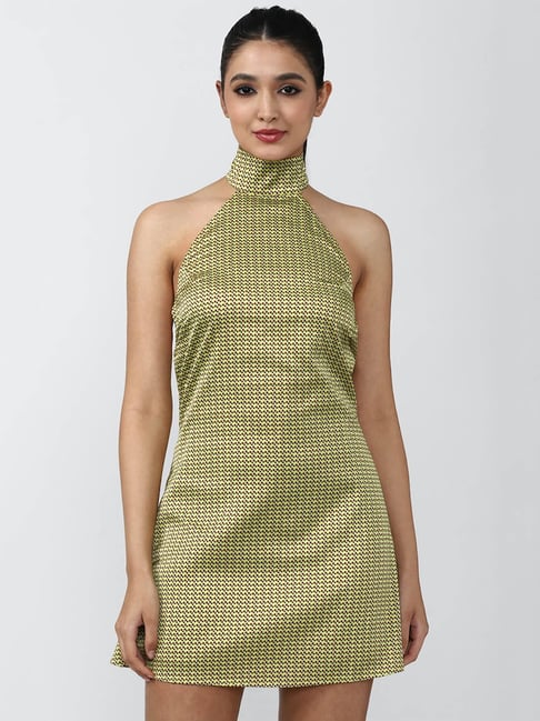 Forever 21 Green Printed Mini A Line Dress Price in India