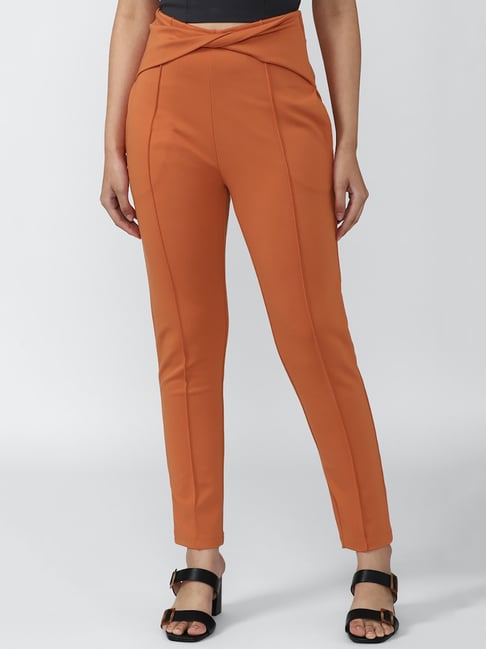 Forever 21 Trousers and Pants  Buy Forever 21 Orange Solid Pants Online   Nykaa Fashion