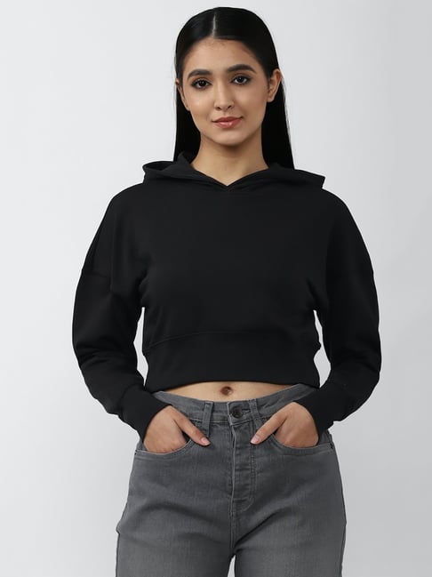 Forever 21 Black Full Sleeves Hoodie