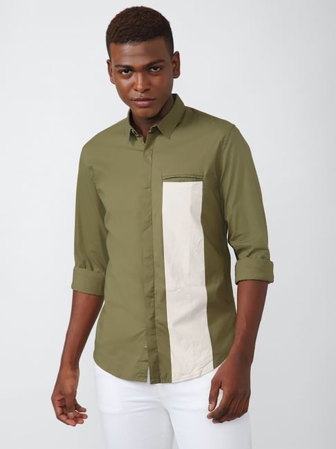 Buy Forever 21 Olive Regular Fit Shirt for Men Online Tata CLiQ