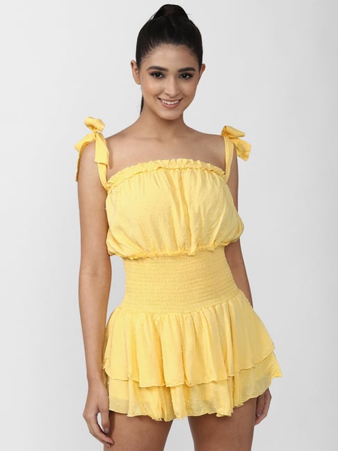 Forever 21 Yellow Off Shoulder Mini Dress Price in India