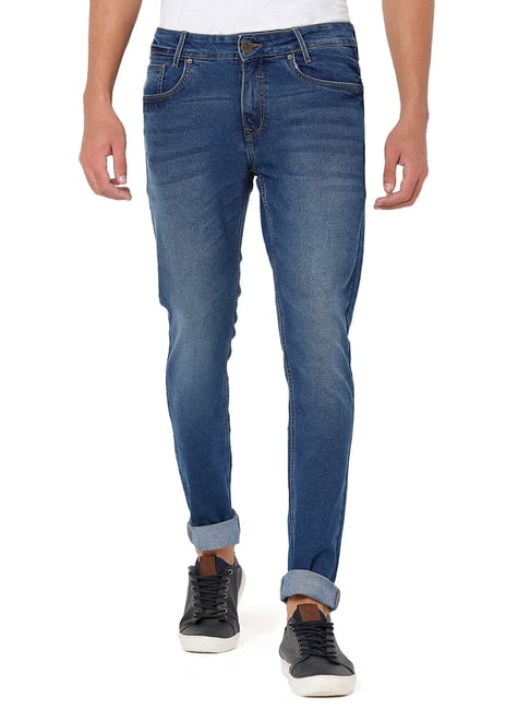 Mufti Blue Skinny Fit Lightly Washed Jeans