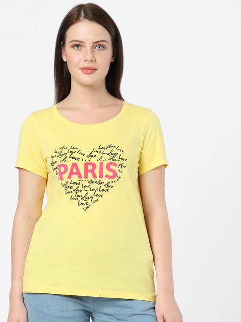 Vero Moda Yellow Printed T-Shirt