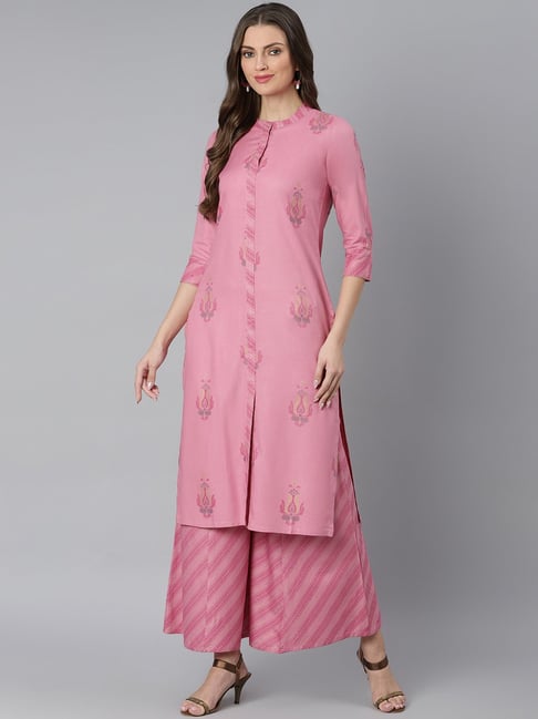 Comfortable Stylish And Classic Look Pink Color Jaam Cotton Plain Kurti  For Ladies With Palazzo Pants Bust Size 3536 Inch In at Best Price in  Delhi  At Enterprises