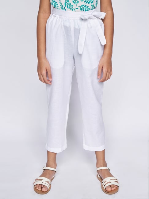 Global Desi Girl Kids Off-White Regular Fit Pants