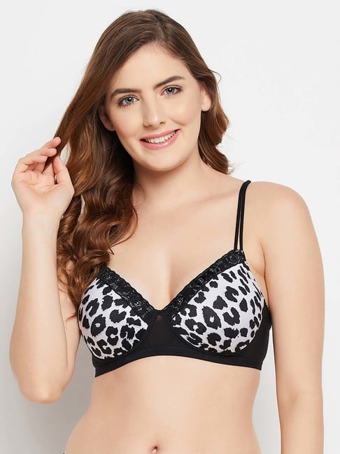 Clovia Black Printed Wireless Padded Everyday Bra Price in India