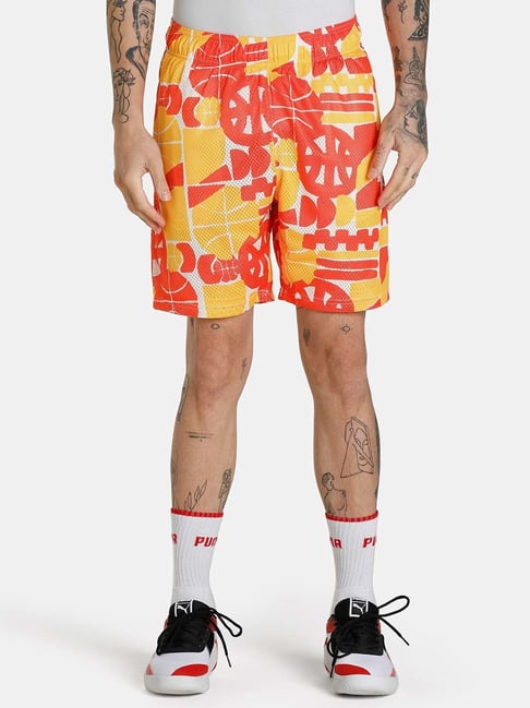 Puma Yellow Regular Fit Printed Shorts-picture-15