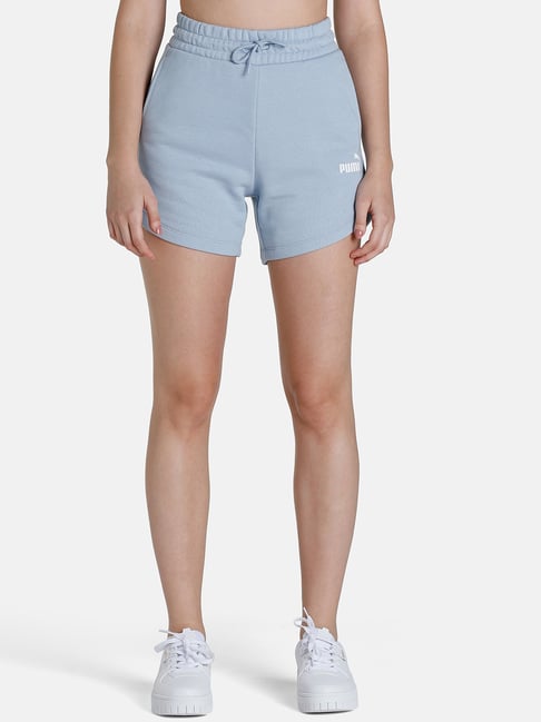 Puma Essentials Powder Blue Cotton Logo Shorts