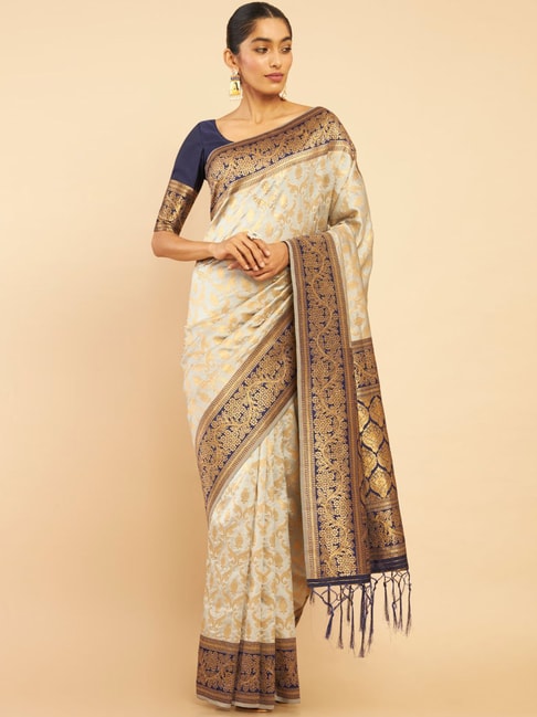 Soch Grey Woven Saree With Unstitched Blouse Price in India