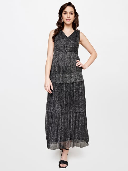 AND Black Maxi Fit & Flare Dress Price in India