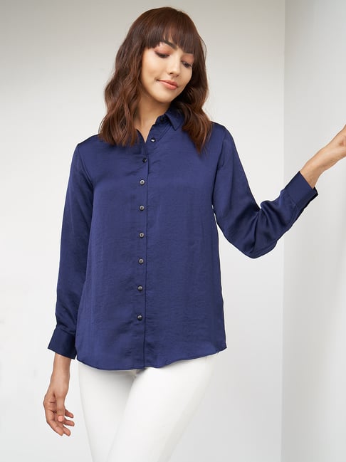 AND Navy Regular Fit Shirt Price in India