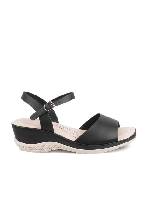 Tresmode Black Slide Wedge Sandals Tresmode Black Womens Wedges