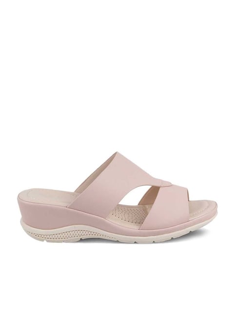 Tresmode Women's Pink Slide Wedges