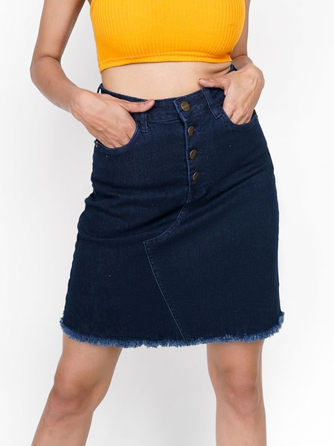 FREAKINS Blue Cotton Skirt Price in India