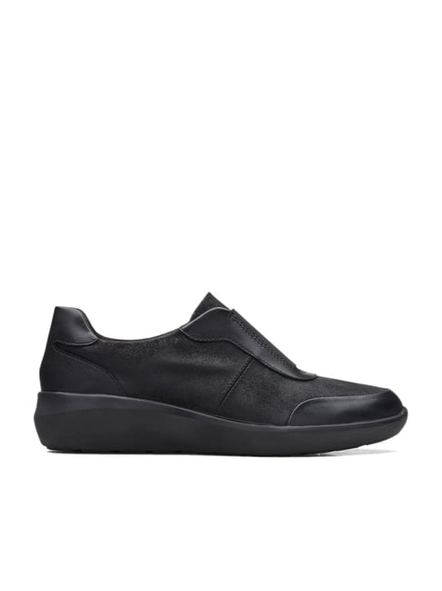 Clarks black 2025 wedge shoes